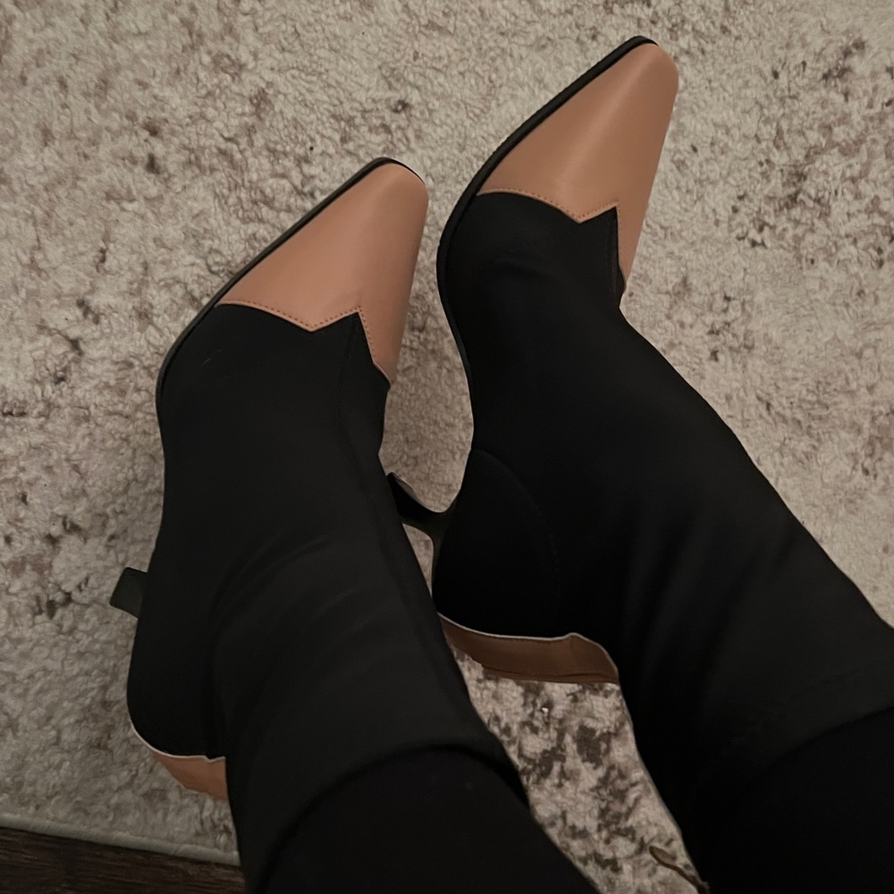 Tan and Black bootie